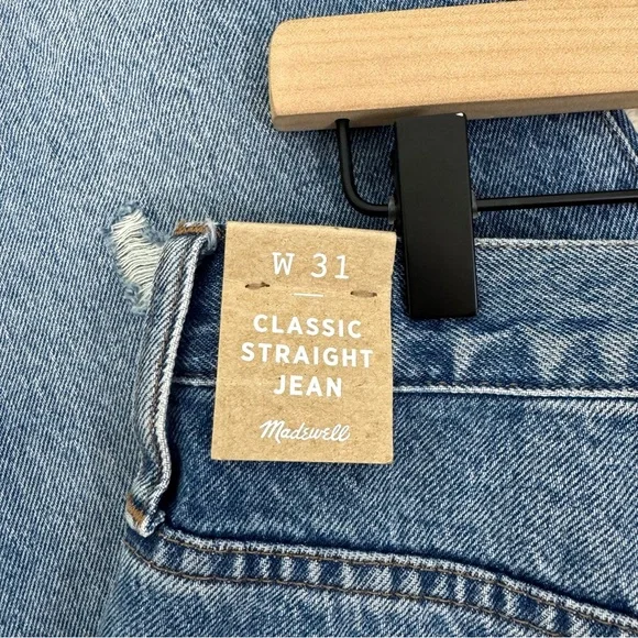 NWT Madewell Classic Straight Jeans Destructed Edition Tyler Wash Size 31 - Picture 10 of 13